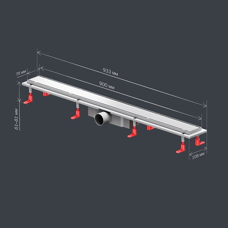 Душевой лоток AM.PM PrimeFlow 90 W02SC-U11-090-04SB с решеткой Хром матовый / под плитку Tile