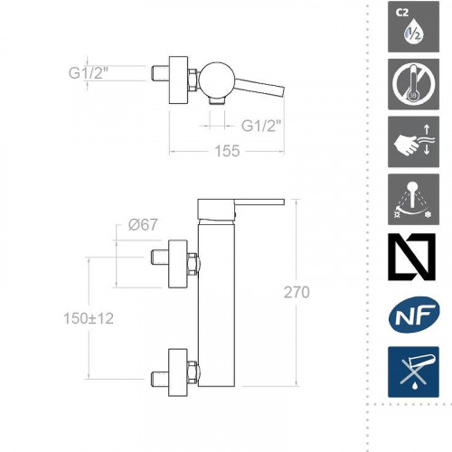 Смеситель для душа Ramonsoler Drako 3308S Хром