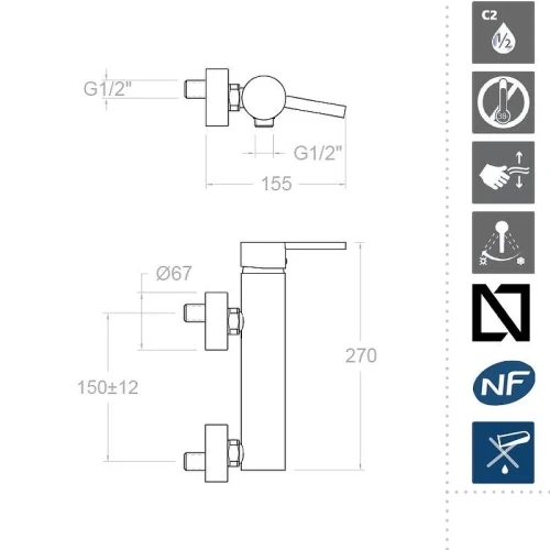 Смеситель для душа Ramonsoler Drako 3308S Хром