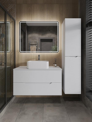 Тумба с раковиной Orange Line 100 Li-100TuwMDF+B02-460W подвесная Белая матовая