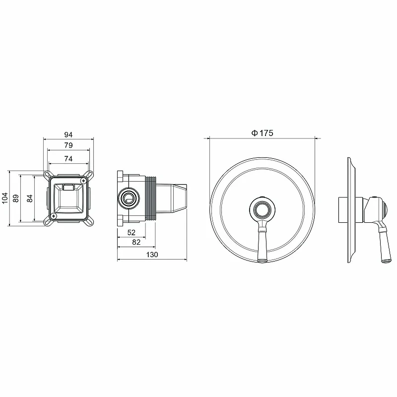 Смеситель для душа Aquatek Классик AQ1566MB Черный матовый латунь встраиваемый