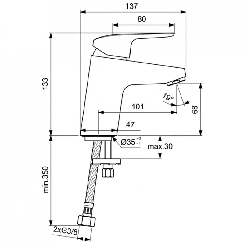 Смеситель для раковины Ideal Standard Ceraflex B1710AA Хром латунь