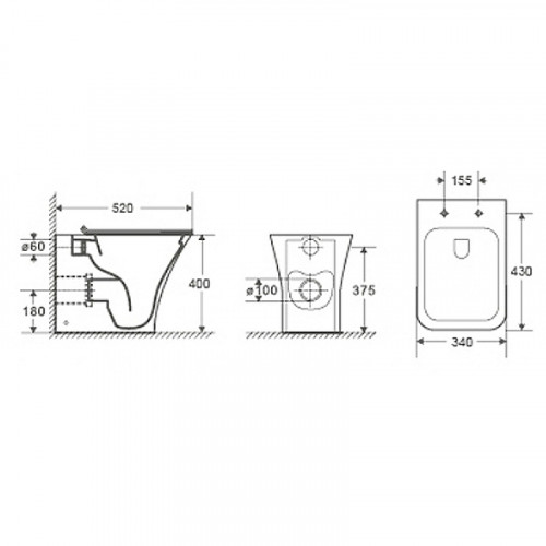 Унитаз Ceruttispa Vettore F CT7841 приставной с сиденьем Микролифт