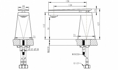 Смеситель для раковины Bravat Diamond F118102G-1-ENG Золото латунь