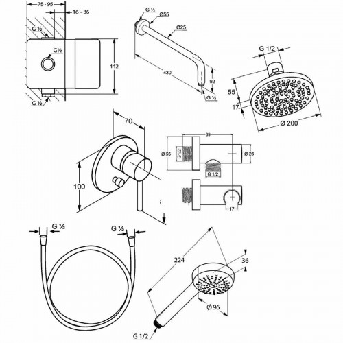 Душевая система Kludi Bozz 386300576 Хром латунь встраиваемый