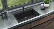 Кухонная мойка Ulgran Quartz Forte 760-07 Уголь искусственный камень (литьевой мрамор) встраиваемый