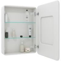 Зеркальный шкаф Reflection Circle 550х800 R RF2106SR с подсветкой Белый матовый МДФ / ЛДСП, стекло
