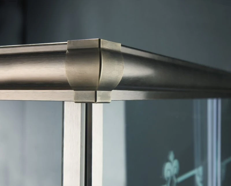 Душевой уголок Cezares GIUBILEO-AH-1-120/90-SCORREVOLE-CP-Br стекло прозрачное с матовым принтом профиль Бронза