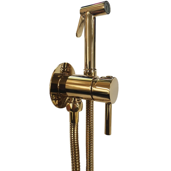 Гигиенический душ со смесителем Paffoni Tweet Round ZDUP110HG Золото латунь на стену