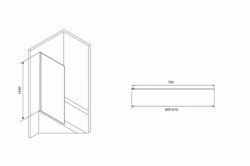 Шторка на ванну Abber Immer Offen 80x140 AG71080B профиль Черный стекло прозрачное