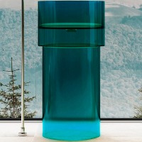Раковина Abber Kristall 45 AT2701Aquamarin-H Бирюзовая полиэфирная смола напольный