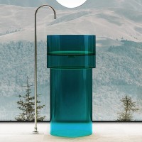 Раковина Abber Kristall 45 AT2701Aquamarin-H Бирюзовая полиэфирная смола напольный