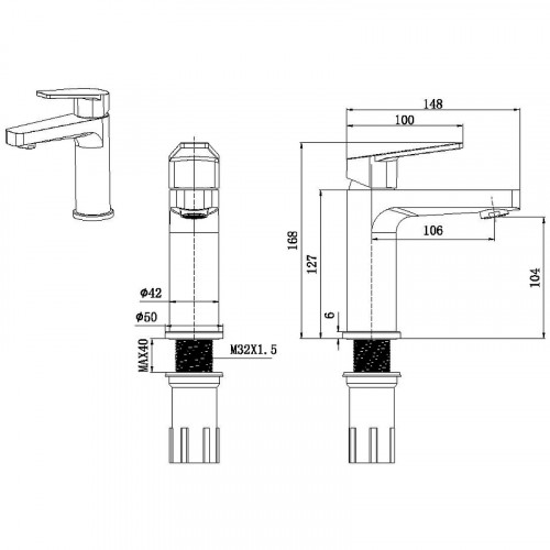 Смеситель для раковины Allen Brau Eclipse 5.E1001-31 Черный матовый латунь