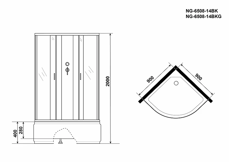 Душевая кабина Niagara Classic 90x90 NG-6508-14BK без гидромассажа