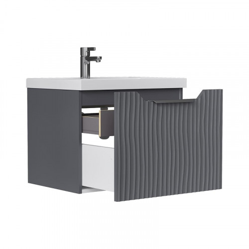 Тумба под раковину Equil Mirage 60 tpMIRAGE60.1Y-07 подвесная цвет Графит софт