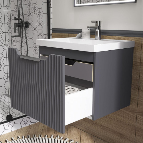 Тумба под раковину Equil Mirage 60 tpMIRAGE60.1Y-07 подвесная цвет Графит софт