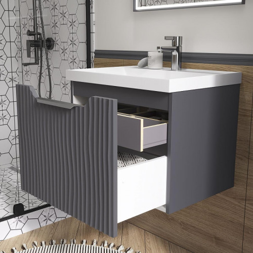 Тумба под раковину Equil Mirage 60 tpMIRAGE60.1Y-07 подвесная цвет Графит софт