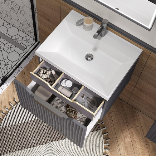 Тумба под раковину Equil Mirage 60 tpMIRAGE60.1Y-07 подвесная цвет Графит софт