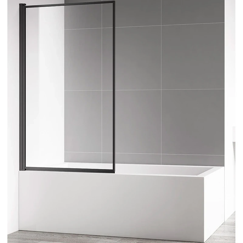 Шторка на ванну AQUAme 80 L AQM2859-L профиль Черный матовый стекло прозрачное
