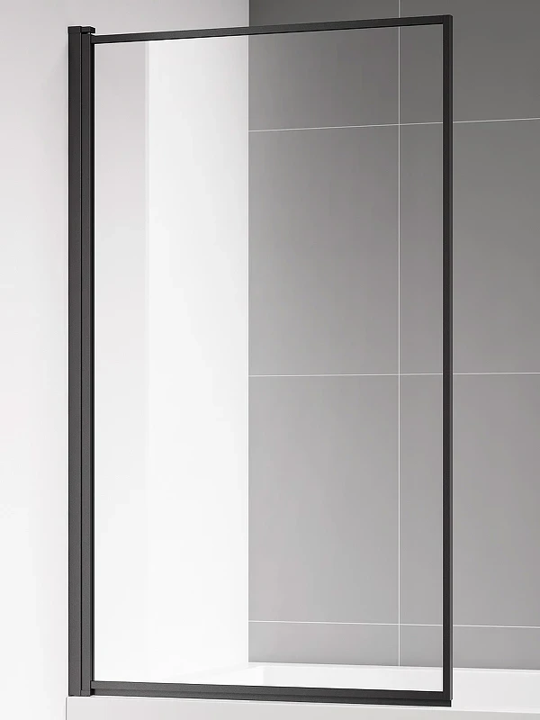 Шторка на ванну AQUAme 80 L AQM2859-L профиль Черный матовый стекло прозрачное