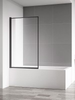 Шторка на ванну AQUAme 80 L AQM2859-L профиль Черный матовый стекло прозрачное