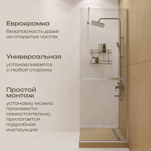 Душевая перегородка DIWO Элиста 70 MG-EL-70-CL профиль Хром матовый стекло прозрачное
