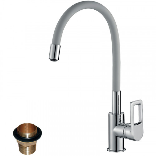 Смеситель для кухни Rossinka Z35-35U-Gray Хром Серый латунь