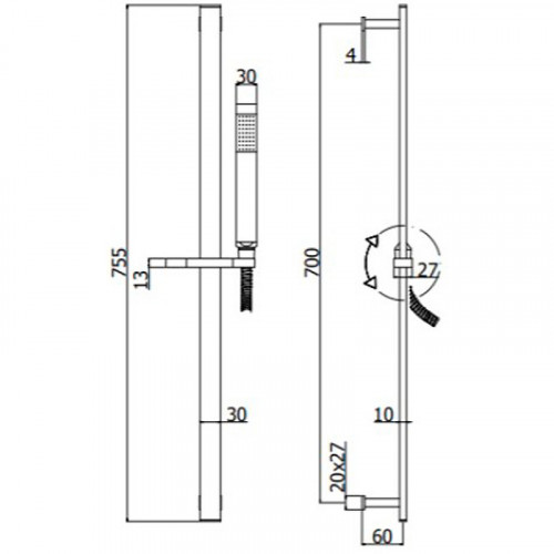 Душевой гарнитур Paffoni City ZSAL145CRAG Хром латунь на стену