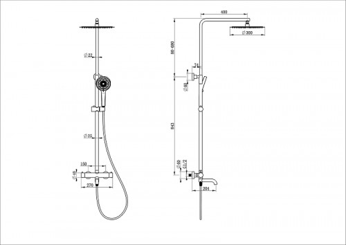 Душевая система Wonzon &amp; Woghand WW-88739903-CR с термостатом цвет Хром