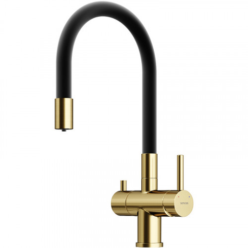 Смеситель для кухни Sancos Lucia SC4004BG Золото брашированное Черный латунь