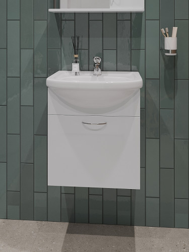 Тумба с раковиной Orange Лайт 45 LRA-45TUW+RA подвесная Белый глянец МДФ / ЛДСП