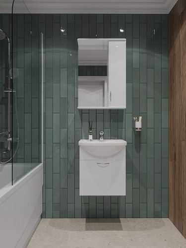 Тумба с раковиной Orange Лайт 45 LRA-45TUW+RA подвесная Белый глянец МДФ / ЛДСП