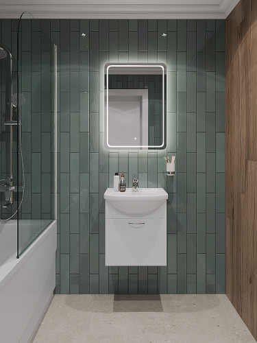 Тумба с раковиной Orange Лайт 45 LRA-45TUW+RA подвесная Белый глянец МДФ / ЛДСП