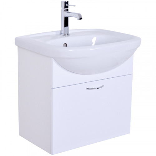 Тумба с раковиной Orange Лайт 45 LRA-45TUW+RA подвесная Белый глянец МДФ / ЛДСП