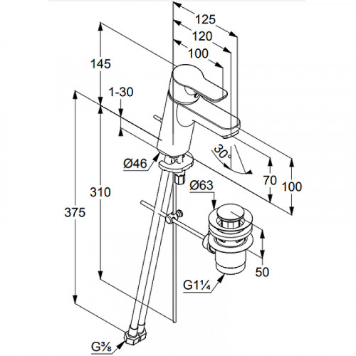 Смеситель для раковины Kludi Pure Easy 373829165 Белый Хром латунь