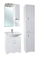 Зеркало со шкафом Bellezza Кантри 65 с подсветкой R Белое МДФ / ЛДСП, стекло