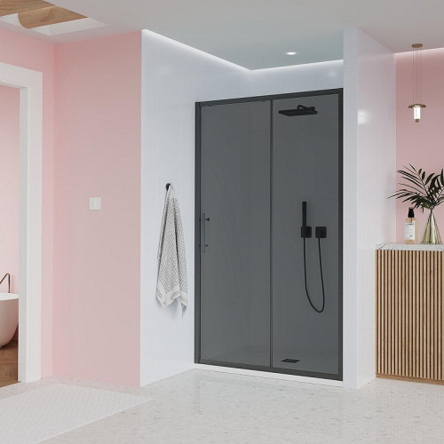 Душевая дверь Veconi Evo 100 GR 110 E1-GR-110-12-C9 профиль цвет Брашированный графит стекло тонированное матовое