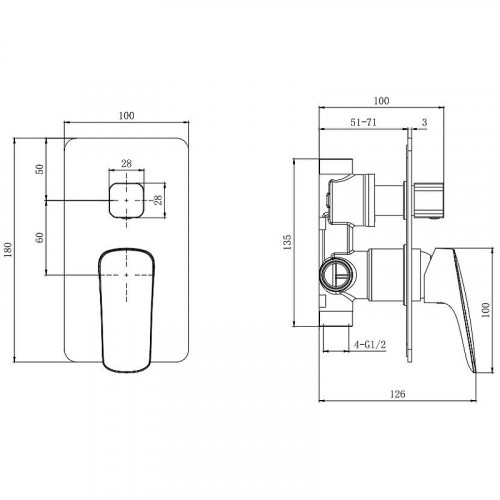 Смеситель для душа Aquatek Вега AQ1046MB Черный матовый латунь встраиваемый