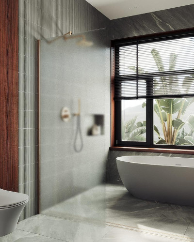 Душевая перегородка Maybah Glass MGD-690-2ш 890х1950 в широком профиле Бронза стекло сатиновое