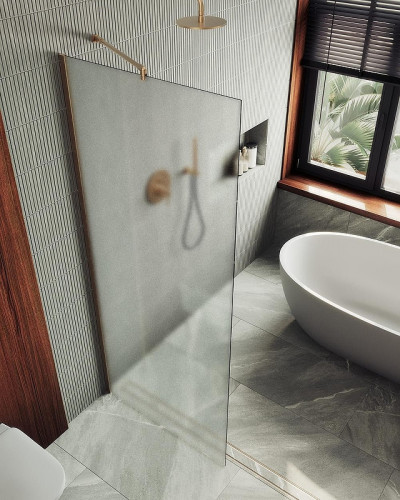 Душевая перегородка Maybah Glass MGD-690-2ш 890х1950 в широком профиле Бронза стекло сатиновое