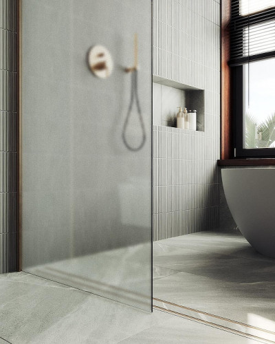 Душевая перегородка Maybah Glass MGD-690-2ш 890х1950 в широком профиле Бронза стекло сатиновое