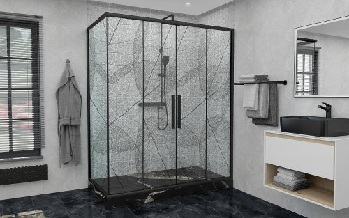 Душевой уголок Avacan 90x210 FB2-190-SB90 профиль Цвет черный стекло Тонированный