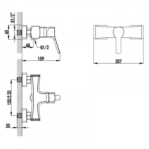 Смеситель для душа AWP Shira S0503C цвет Хром