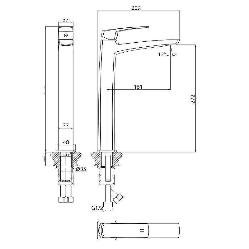 Смеситель для раковины Grossman Mercury 520.K35.10.120 цвет Никель брашированный