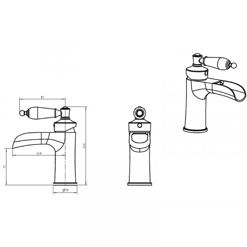 Смеситель для раковины Boheme Vogue 221 Хром латунь