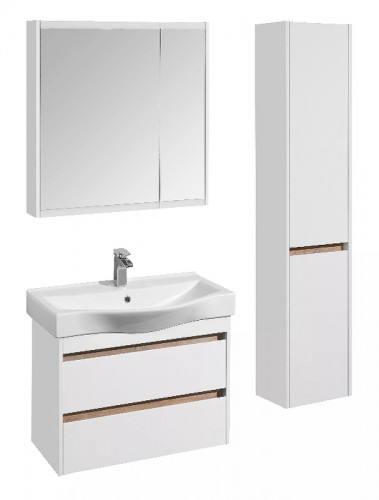 Зеркальный шкаф Aquaton Нортон 80 1A249202NT010 Белый глянец МДФ / ЛДСП, стекло