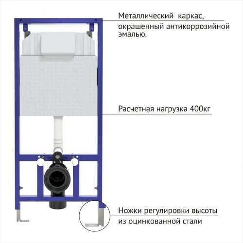 Инсталляция Berges Novum 040231 для унитаза с Белой клавишей смыва пластик