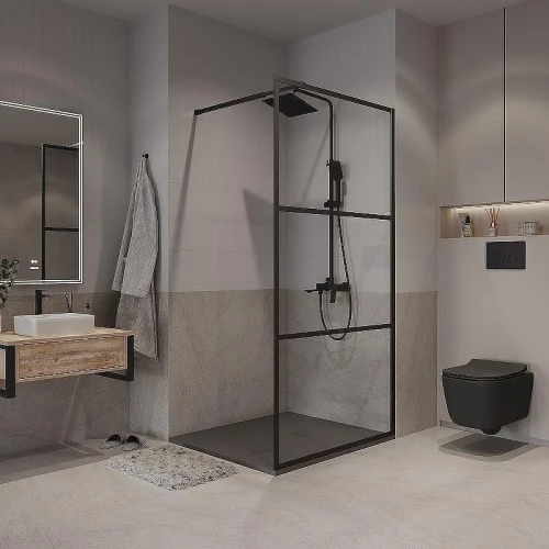 Душевая перегородка Niagara Nova 120 NG-688-12BLACK профиль Черный матовый стекло прозрачное