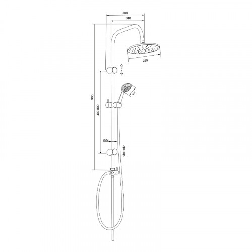 Душевая система Olive's KDC01B Черная матовая нержавеющая сталь на стену