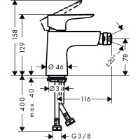 Смеситель для биде Hansgrohe Talis E 71721000 Хром латунь